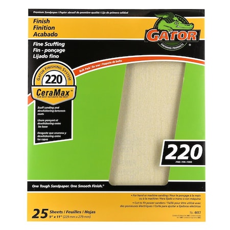 Gator Gator CeraMax 11 in. L X 9 in. W 220 Grit Ceramic Sandpaper 1 pk 3407